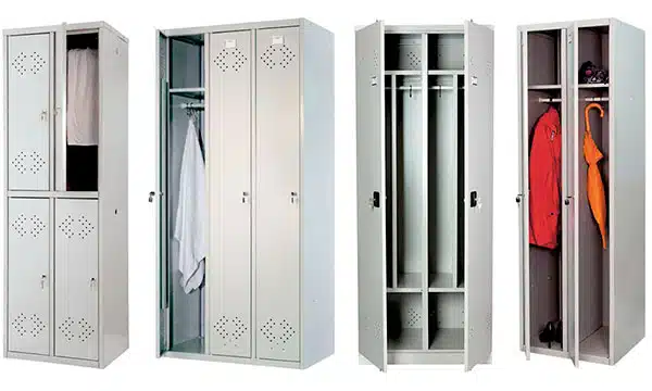 металлические шкафчики для раздевалок различной конфигурации